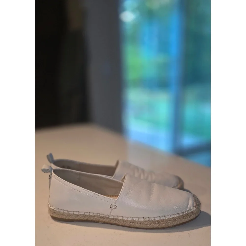 Sam Edelman Khloe White Leather Espadrille Flats Slip On Shoes Womens 8.5 M